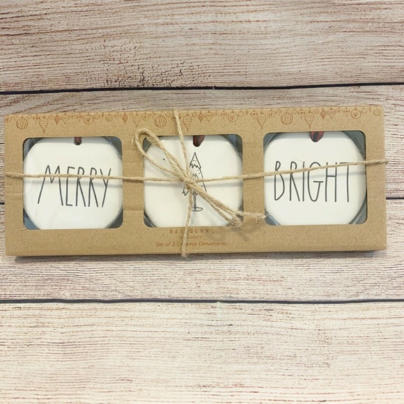 Rae Dunn Other - Rae Dunn MERRY BRIGHT and Christmas Tree Ornaments